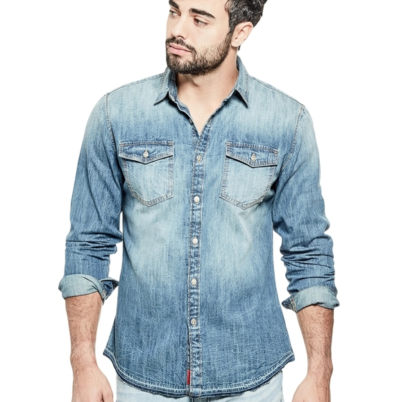💜SALE 2/$50💜 GUESS Denim Button Down Shirt - Picture 2 of 6